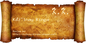 Kálnay Kinga névjegykártya